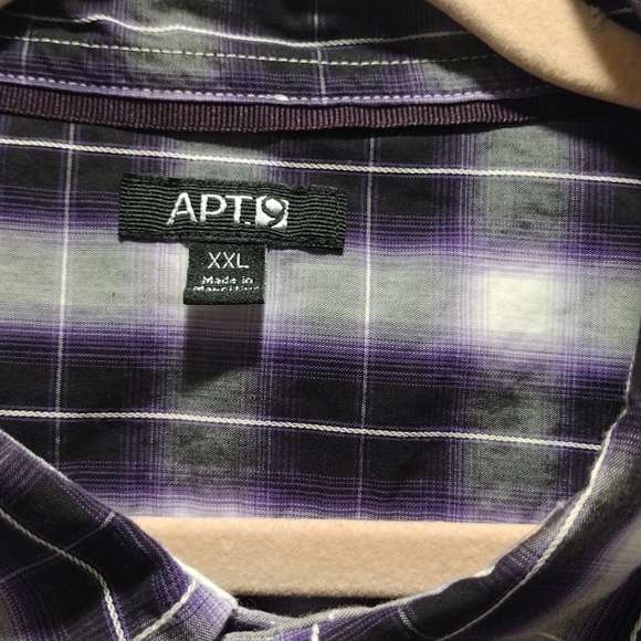 Apt 9xxl short sleeve button down shirt purple black white - Picture 2 of 9